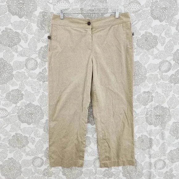 Talbots Stretch Pattern Women's Dress Pants Cropped 10P Brown - Picture 1 of 7